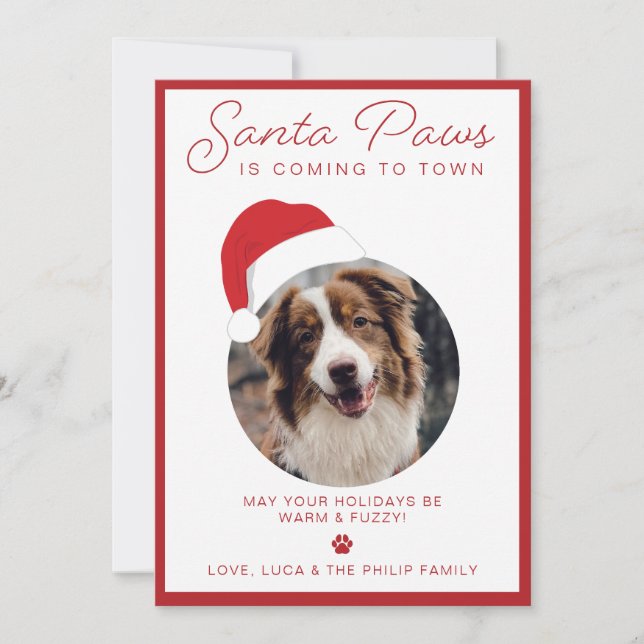 Santa Paws julkort med husdjursfoto (Framsida)