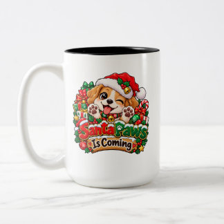 Santa Paws Kommer Söt Jul Valp Holiday Två-Tonad Mugg