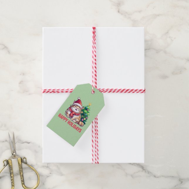 Santa Paws önskar God Jul Presentetikett (Med Snöre)