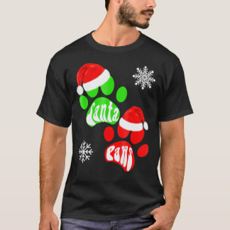 Santa Paws Roliga HundKatt Klöver Jul T Shirt