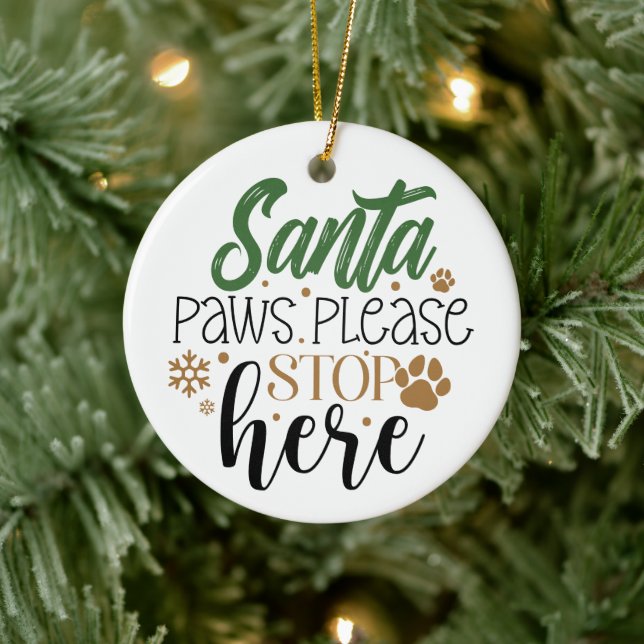Santa Paws Stanna Här - Jul Julgransprydnad Keramik (Träd)