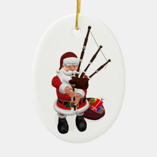Santa Pay Bagpipes Julgransprydnad Keramik