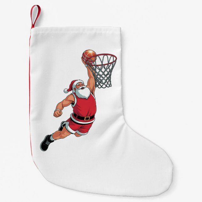 Santa Pay Basketball-julsport Älskare Liten Julstrumpa (Framsidan)