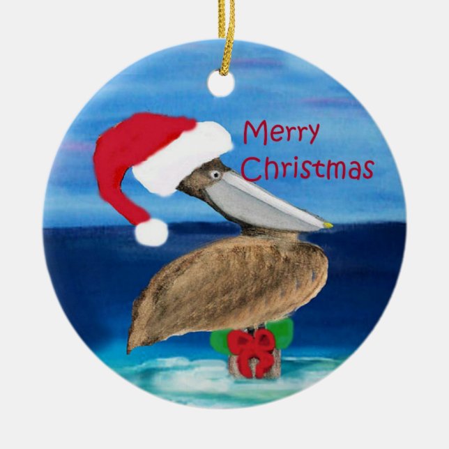 Santa pelikan Jul julgransprydnad Keramik (Framsidan)