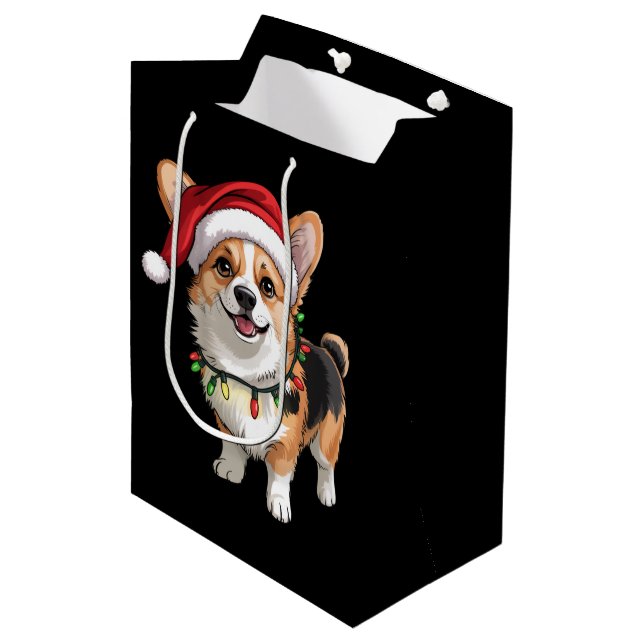 Santa Pembroke Welsh Corgi Christmas Tree Lights  (Framsidan Vinklad)