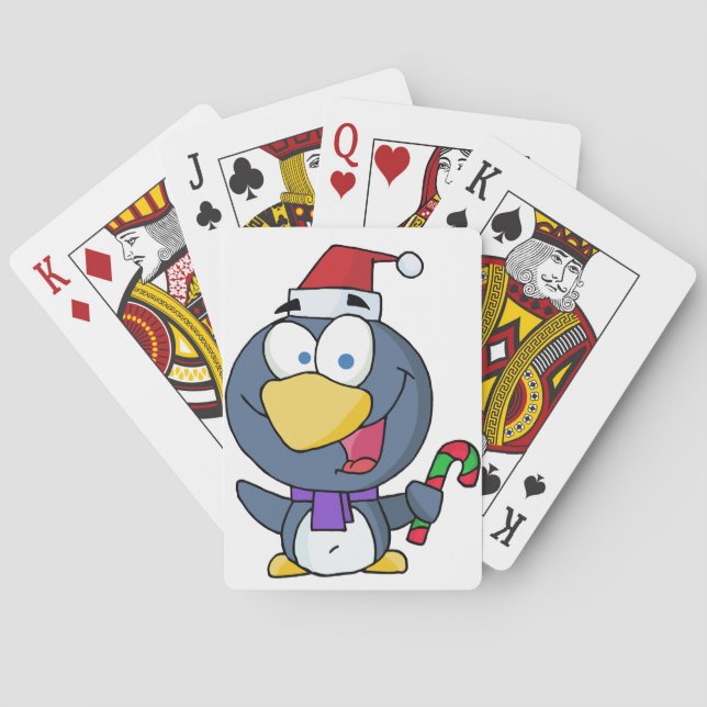 Santa Penguin med Candy cane Spel Kort (Baksidan)