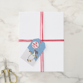 Santa Penguin Says Presentetikett