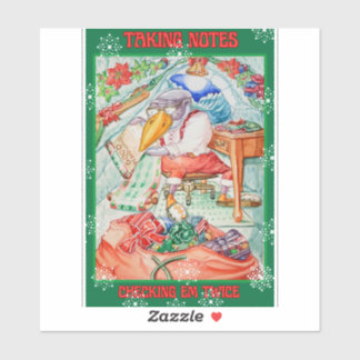 Santa Penguin Taking Notes Checking Em Twice Klistermärken