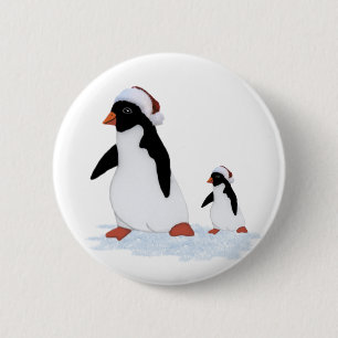 Santa Penguins Button Knapp