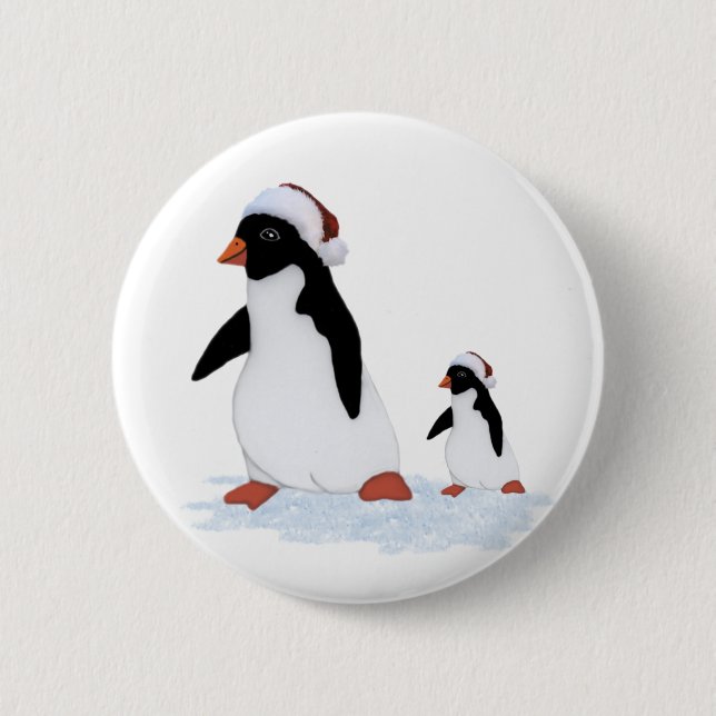 Santa Penguins Button Knapp (Framsida)