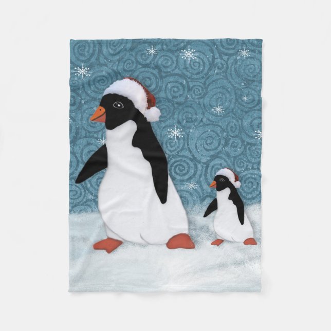 Santa Penguins Fleece Blanket (Framsidan)