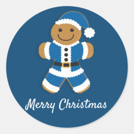 Santa Pepparkaksgubbe Blue | Sticker Runt Klistermärke