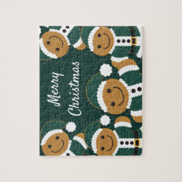 Santa Pepparkaksgubbes Cookie-Grönt jul Pussel