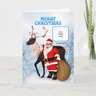 Santa Photo Card med namn Helgkort