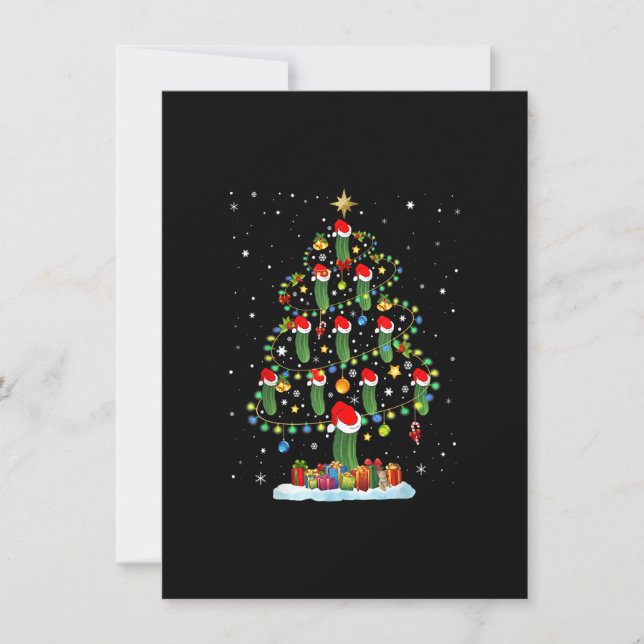 Santa Pickle Christmas Tree Lights Funny Pickle Lo Inbjudningar (Framsida)