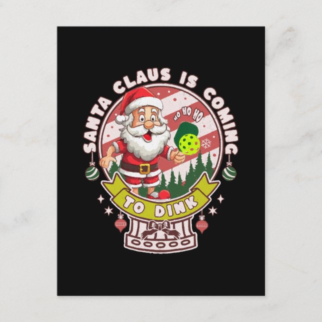 Santa Pickleball Jul, Rolig Tomte  Tilläggskort (Framsida)