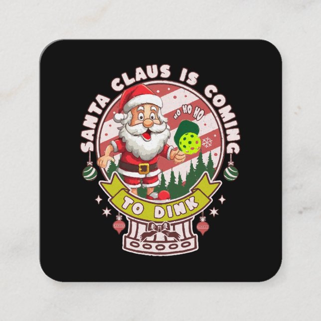 Santa Pickleball-julen, Finny Santa Fyrkantigt Visitkort (Framsida)