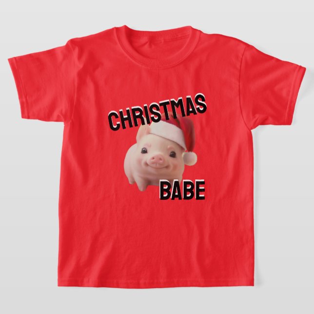 Santa Piggy Shirt T Shirt (Laydown)
