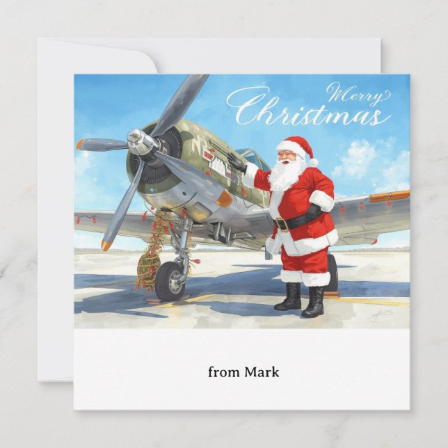 Santa Pilot  Christmas Flight for Aviation Staff Julkort (Framsida)