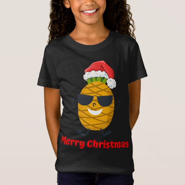 Santa Pineapple God jul Träd Pajama Vacati T Shirt (Framsida)