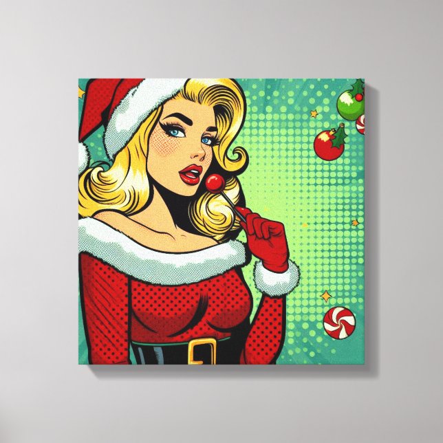 Santa Pinup: Pop Art Glam Canvastryck (Framsida)