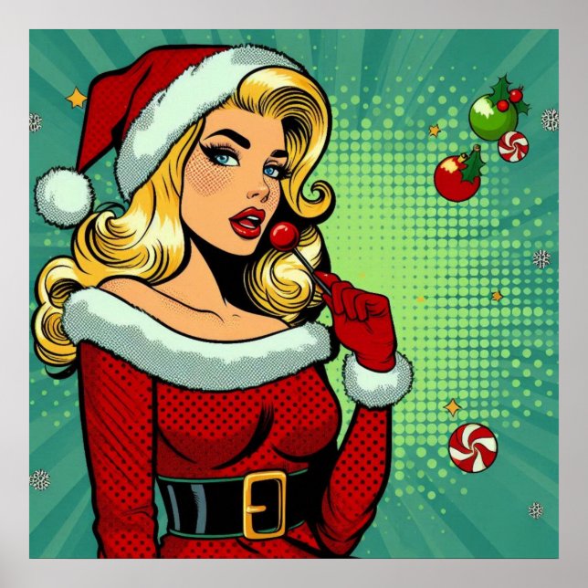 Santa Pinup: Pop Art Glam Poster (Framsidan)