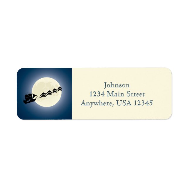 Santa Pirat Frakt med delfiner, Helgdag jul Returadress Etikett (Framsidan)