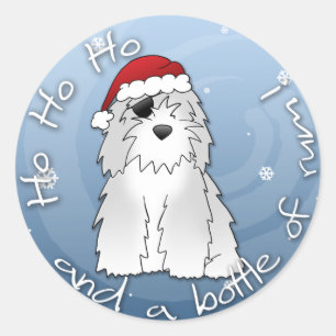 Santa Pirat Old English Sheepdog Runt Klistermärke