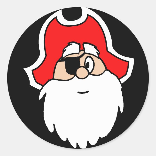 Santa Pirat Stickers Runt Klistermärke (Framsida)