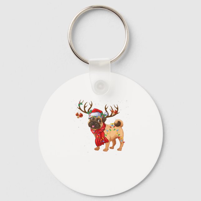 Santa Pitbull Julgran Light Pajama Hund X-morsa Nyckelring (Framsida)
