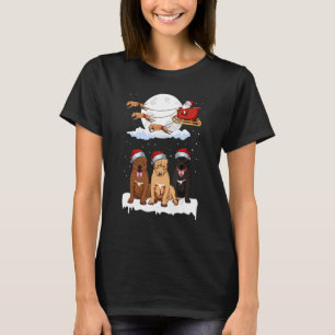 Santa Pitbull Reindeer Sleigh jul Pajama Hund T Shirt