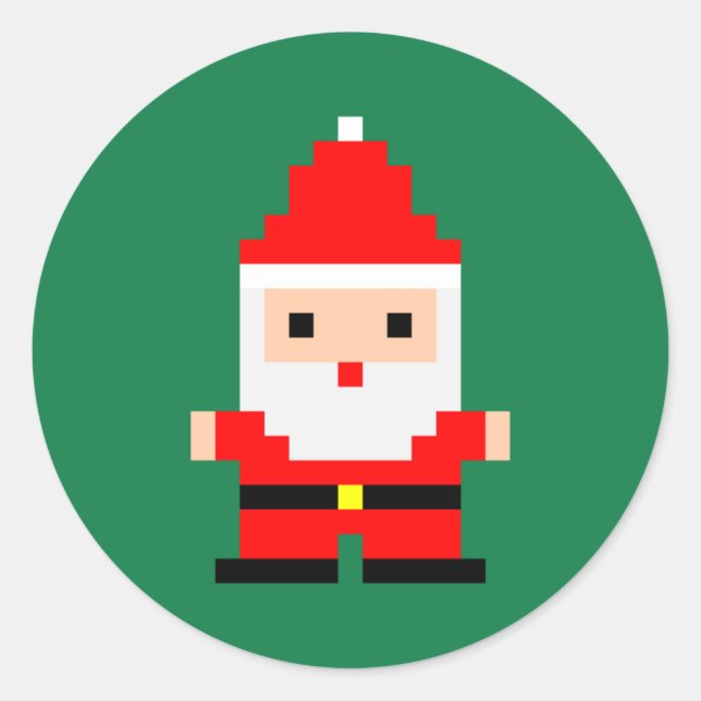 Santa Pixel Art 1 Runt Klistermärke (Framsida)