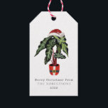 Santa Plant-jul Presentetikett<br><div class="desc">Illustration av en husanläggning i en behållare i Santa kostym med en tomathatt. Anpassa namn och år.</div>