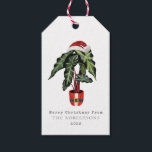 Santa Plant-jul Presentetikett<br><div class="desc">Illustration av en husanläggning i en behållare i Santa kostym med en tomathatt. Anpassa namn och år.</div>