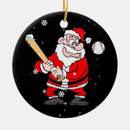 Santa Play Baseball Pajama Shirt Baseball Julgransprydnad Keramik
