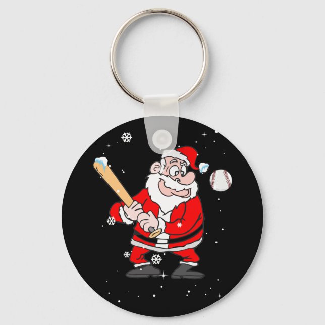 Santa Play Baseball Pajama Shirt Baseball Nyckelring (Framsida)