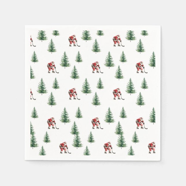Santa Play Hockey Napkin Gift jul Party Pappersservett (Framsidan)