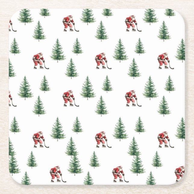 Santa Play Hockey Napkin Gift jul Party Underlägg Papper Kvadrat (Framsidan)