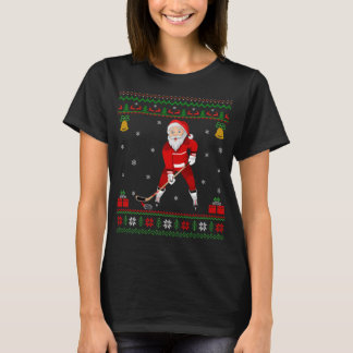 Santa Play Hockey Sports Ugly Ice Hockey Kristus T Shirt