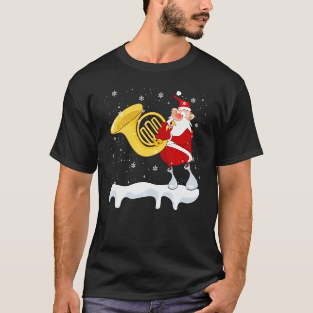 Santa Play Tuba Funny Santa Tuba Älskare Christma T Shirt (Framsida)