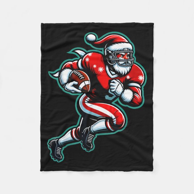 Santa Playing American Football Christmas Women Me Fleecefilt (Framsidan)