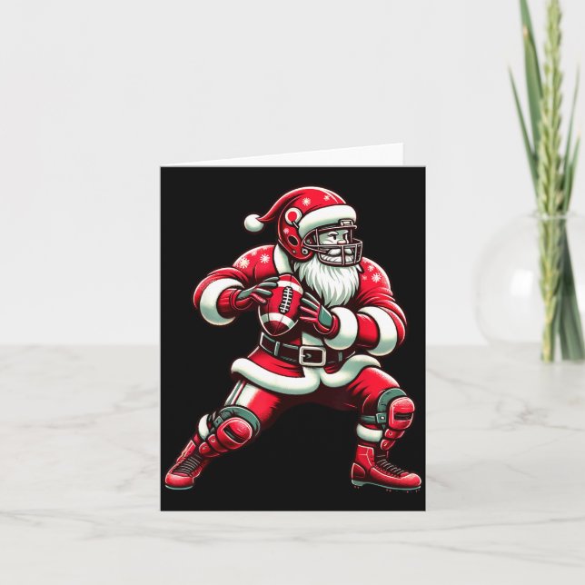 Santa Playing American Football Christmas Women Me Kort (Framsida)