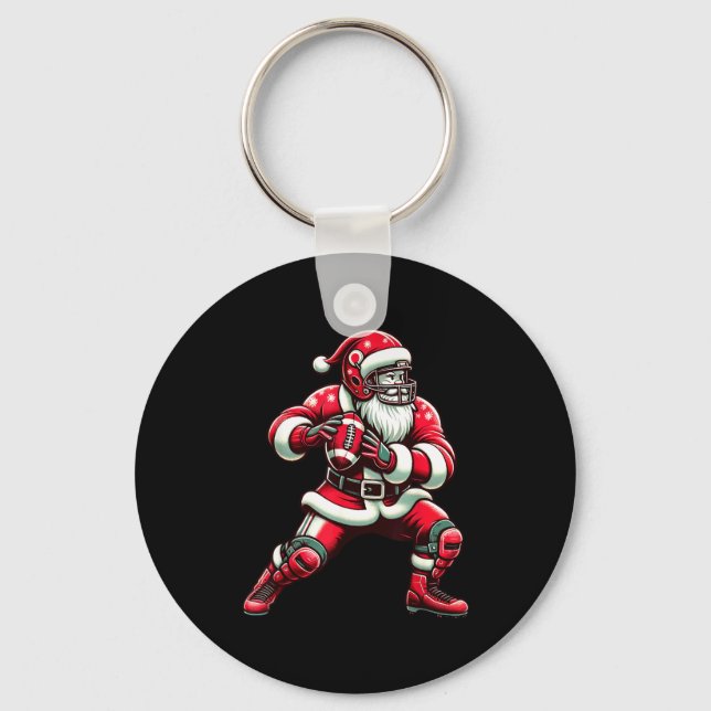 Santa Playing American Football Christmas Women Me Nyckelring (Framsida)