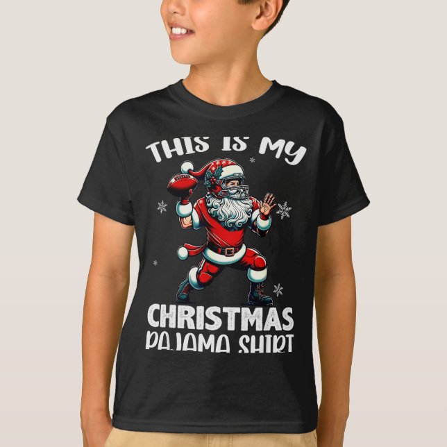Santa Playing American Football, This Is My Christ T Shirt (Framsida)