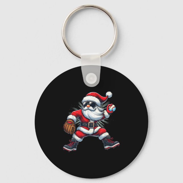 Santa Playing Baseball As Tcher Boys Kids Teens Ch Nyckelring (Framsida)