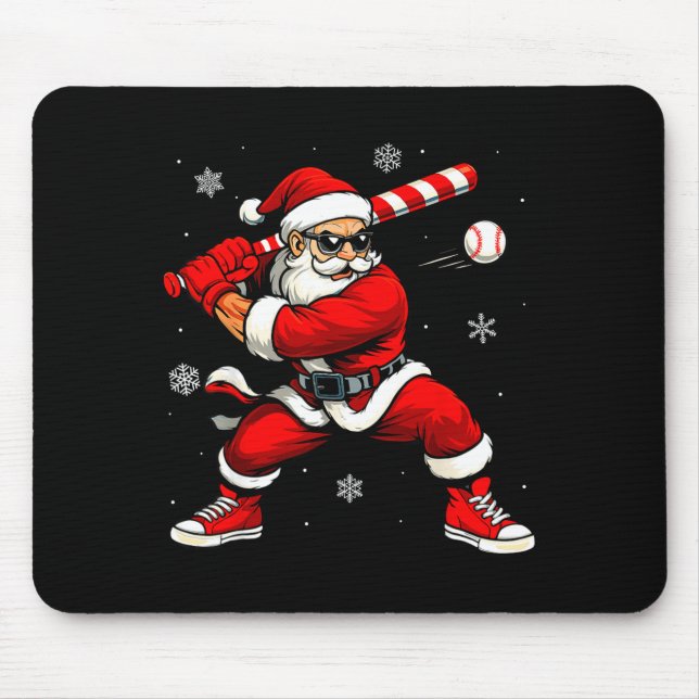 Santa Playing Baseball Xmas Funny Christmas Baseba Musmatta (Framsidan)