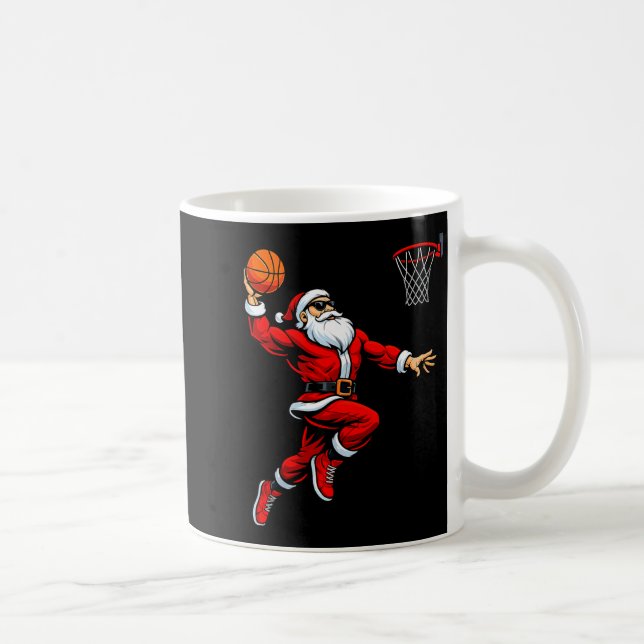 Santa Playing Basketball Xmas Funny Christmas Bask Kaffemugg (Höger)