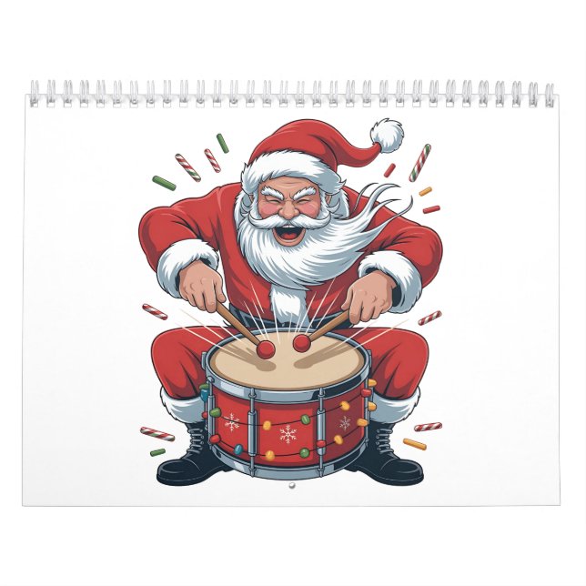 Santa Playing Drums Christmas Drummer Xmas  Kalender (Omslag)