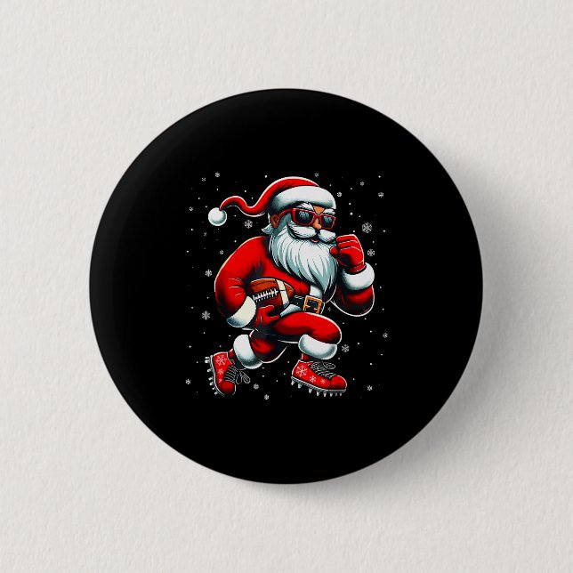 Santa Playing Football Men Boys Christmas Football Knapp (Framsida)