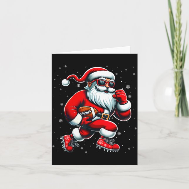 Santa Playing Football Men Boys Christmas Football Kort (Framsida)